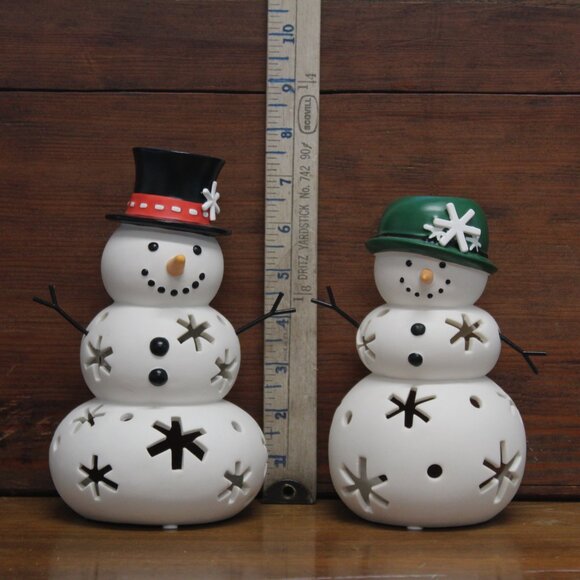 VTG Partylite Mr. Snow/Mrs. Snow Tealight Holders (P91250)(P91130)Retired - Picture 6 of 8
